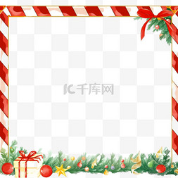 金色圣诞树简约图片_边框红绿配色圣诞节卡通手绘元素