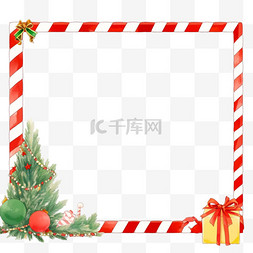 白绿相间图片_圣诞节手绘元素边框红绿配色卡通