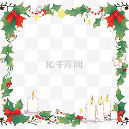 绿叶蜡烛边框卡通手绘元素圣诞节