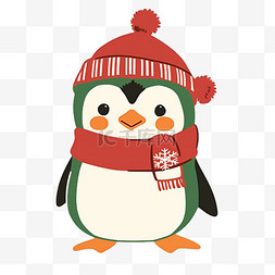冬天圣诞节可爱的企鹅卡通元素手