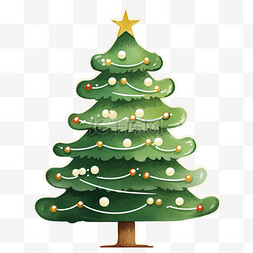 圣诞树扁平图片_扁平化水彩彩色蜡笔画圣诞树元素