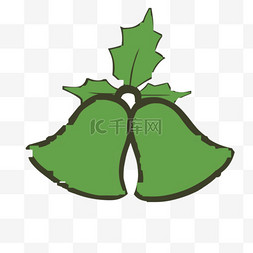 圣诞节手绘元素绿色的铃铛装饰卡