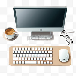 物品的图片_一张有键盘、鼠标、鼠标垫和其他