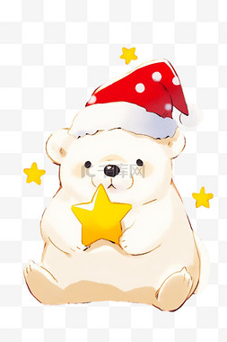 白色手绘圣诞树图片_卡通手绘圣诞节可爱小熊元素