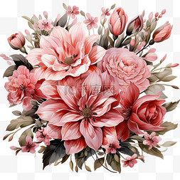 数字图片_花朵丰富粉色元素立体免扣图案