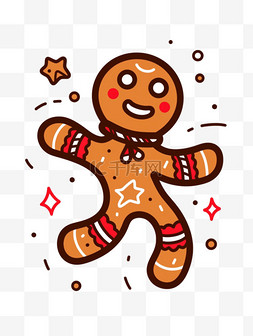 圣诞节卡通手绘装饰姜饼人元素