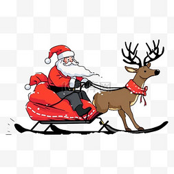 圣诞节鹿拉车图片_卡通圣诞节元素圣诞鹿拉车手绘