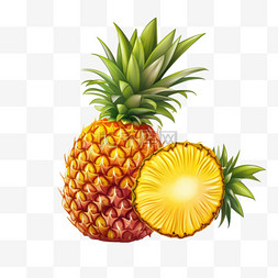 菠萝切开水果元素立体免扣图案