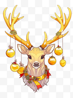 鹿头图片_圣诞节圣诞麋鹿手绘元素卡通