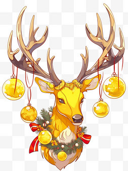鹿头卡通图片_圣诞节圣诞麋鹿手绘卡通元素