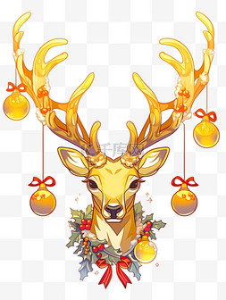 鹿头图片_圣诞节圣诞麋鹿手绘元素卡通