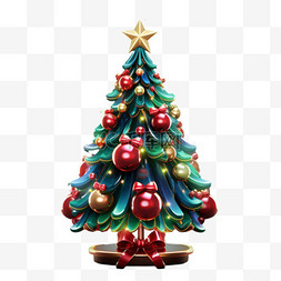 圣诞质感光滑树木元素立体免扣图