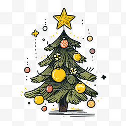 圣诞节松树装饰图片_圣诞树圣诞节卡通手绘元素