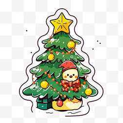 圣诞节卡通手绘圣诞树元素