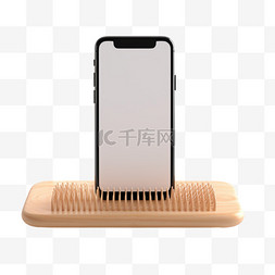 梳子图片_放在梳子旁边的木桌上的手机