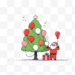 彩灯简笔画图片_圣诞节圣诞树圣诞老人手绘气球卡