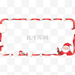 圣诞节卡通圣诞边框红色圣诞老人