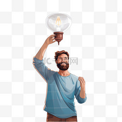 双手上举图片_一个男人头上举着一盏灯