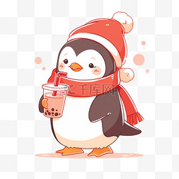冬天可爱的企鹅圣诞节卡通手绘元