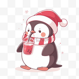 圣诞节冬天可爱的企鹅卡通手绘元