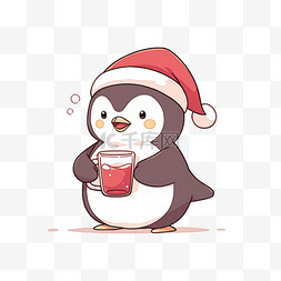 冬天圣诞节可爱的企鹅卡通手绘元