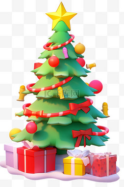 绿色的圣诞礼盒图片_圣诞节绿色免抠元素圣诞树3d