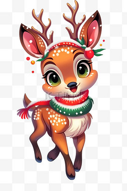 鹿头图片_圣诞节手绘元素麋鹿卡通