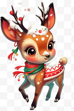 鹿头图片_卡通圣诞节麋鹿手绘元素