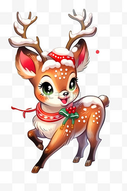 鹿头图片_圣诞节麋鹿卡通元素手绘