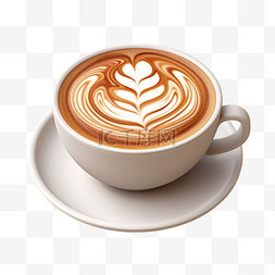 咖啡易拉宝图片_拉花花纹咖啡元素立体免扣图案
