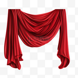 窗帘红绸建模元素立体免扣图案