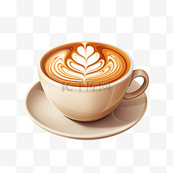 咖啡拉花俯视图图片_拉花装饰咖啡元素立体免扣图案