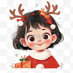 卡通圣诞节元素可爱女孩手绘