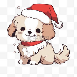 卡通小狗简笔画图片_圣诞节冬天宠物狗卡通手绘元素