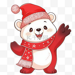 打招呼的熊图片_卡通手绘圣诞节可爱小熊元素