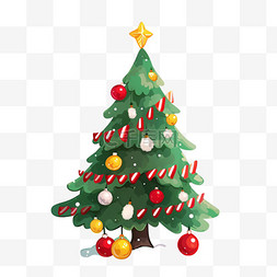 圣诞节手绘元素圣诞树绿色卡通