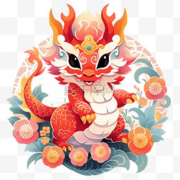 放假插画图片_新年过节放假插画卡通龙可爱龙幼