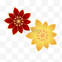 简约线条画花朵中式新年春节装饰