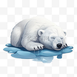 北极熊创意睡觉元素立体免扣图案