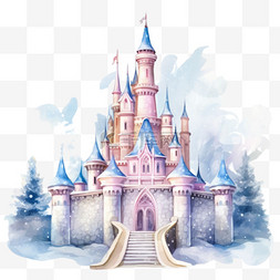 卡通图案图片_童话城堡卡通元素立体免扣图案
