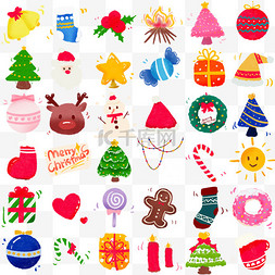 姜饼人糖果图片_圣诞节可爱彩色手绘装饰图案免抠