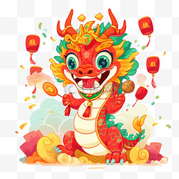 插画鞭炮图片_新年卡通龙年插画手绘元素