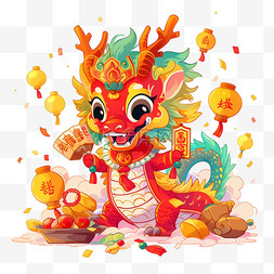 鞭炮手绘图片_新年龙年插画手绘元素