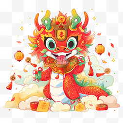 鞭炮红背景图片_插画新年龙年卡通手绘元素