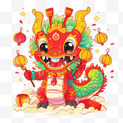 灯笼鞭炮红背景图片_新年龙年卡通手绘插画元素