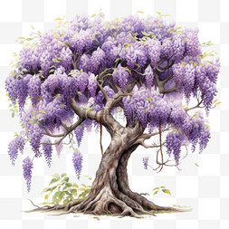 质感树木图片_紫藤树木质感元素立体免扣图案