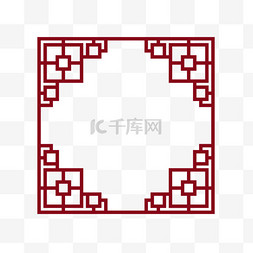 中式花纹方形边框国风装饰免抠元