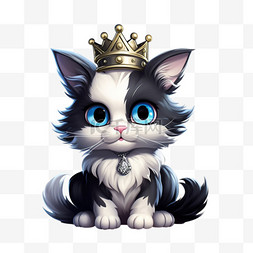 皇冠免扣png图片_小猫纹理皇冠免扣元素装饰素材