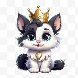 小猫造型皇冠免扣元素装饰素材