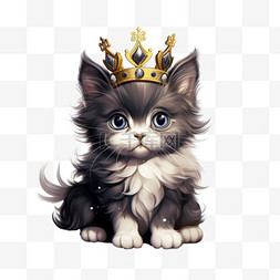小猫合成皇冠免扣元素装饰素材